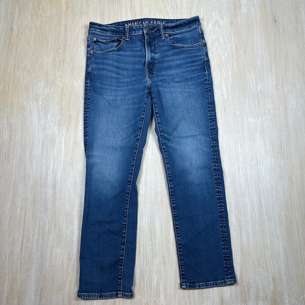 American Eagle AirFlex+ Slim Straight Jeans 34x30 Medium Wash Stretch Denim Men